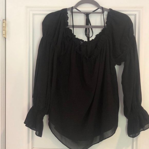 Nasty Gal dressy off the shoulder top with tie - Picture 1 of 3